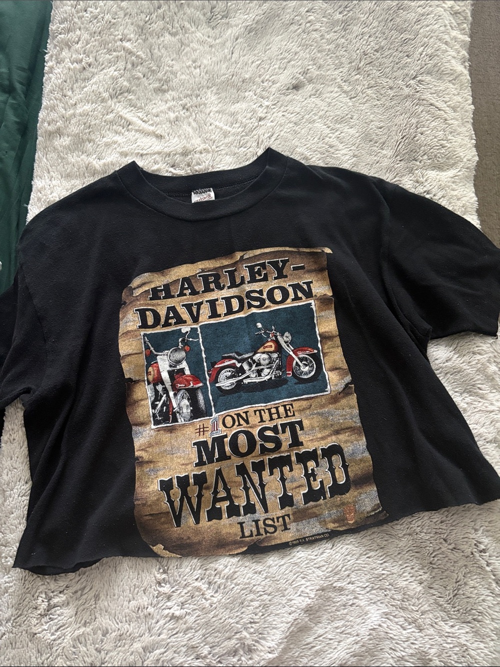 Harley-Davidson Black Crop Top with Red Motorcycle Graphic
